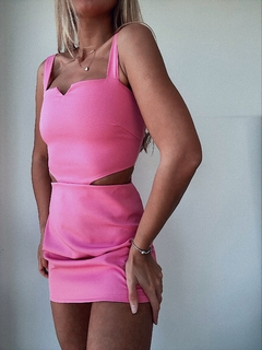 VESTIDO SASTRERO CON RECORTES - FUCSIA CLARO