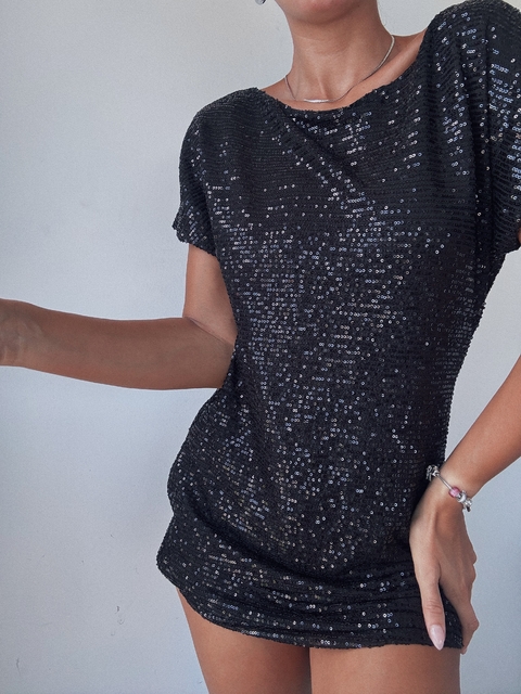 VESTIDO CYRUS LENTEJUELAS - NEGRO