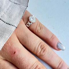 Anillo en plata 925 Piedra briilante y cadena- Modelo ANES015 - comprar online