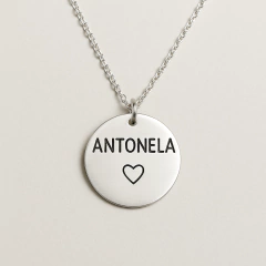 Dije redondo en plata 925 con grabado laser- 20mm en internet