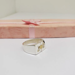 Imagen de ANR3(Duble)EGT - Anillo Doble Inicial Personalizado de Plata 925 con Oro Duble Modelo R3 a Medida