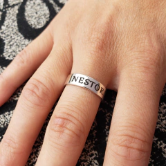 Anillo Alianza Cinta 5mm de Plata 925 Macizo GRABADO LASER A MEDIDA