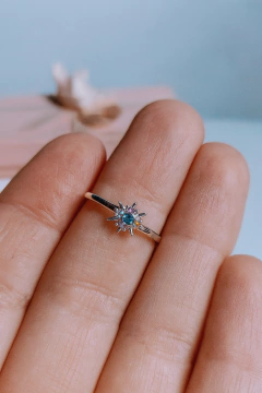 Imagen de Anillo Flor de Cristal Multicolor - Plata 925 AG