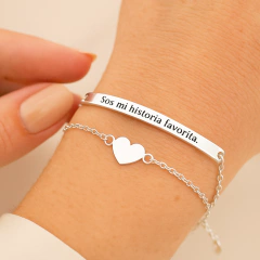 Combo Pulseras Paula + Heart Personalizadas - PPC02 - Mirame Un Instante