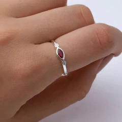 Anillo Plata 925 con Piedra Fucsia Marquise - Elegancia con Personalidad AG - comprar online