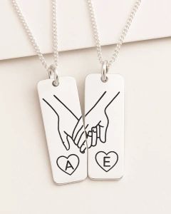 Dije Doble Personalizado en Plata 925 | Grabado con Iniciales, Fecha o Frase | Joya para Parejas o Mejores Amigos en internet