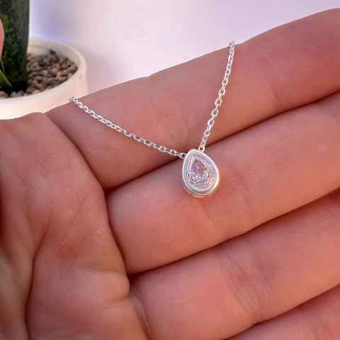 Dije Pasacaena con cristal en forma de gota de plata - DIES018 - comprar online