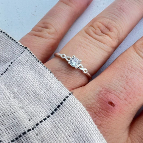 Anillo en plata 925 infinito y Piedra briilante- Modelo ANES006 - comprar online