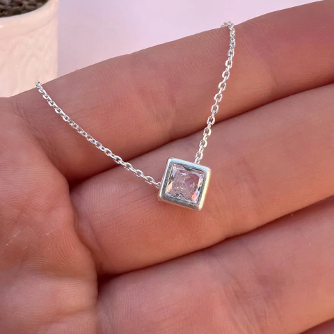 Dije pasacadena cuadrado pequeño de perla en plata 925 - DIES016 - comprar online