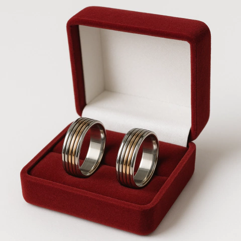 Alianzas Personalizadas en 3 colores de Plata 925 y Oro 18k 6 mm-- AN1999