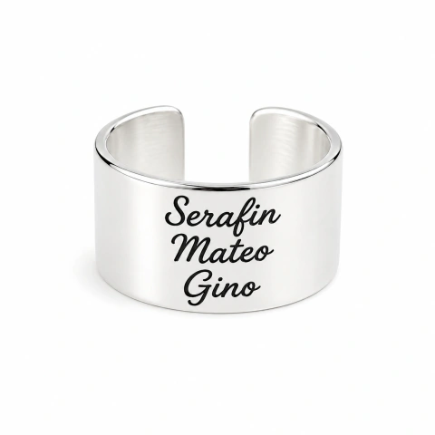 Anillo cinta abierto con grabado - Plata 925