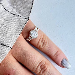 Anillo en plata 925 Piedra briilante y cadena- Modelo ANES015 en internet