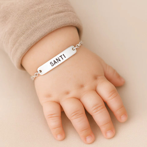 Pulsera Infantil de Plata 925 Maciza – Personalizada con Nombre