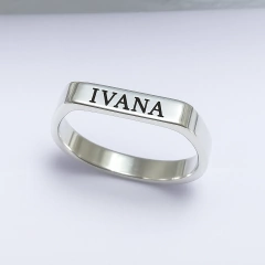 Anillo Semi Cuadrado Grabado 3mm - Plata 925 - AP02 en internet