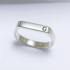 Anillo Semi Cuadrado Grabado 3mm - Plata 925 - AP02 - Mirame Un Instante