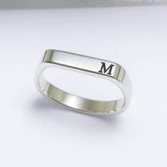 Anillo Semi Cuadrado Grabado 3mm - Plata 925 - AP02 - tienda online