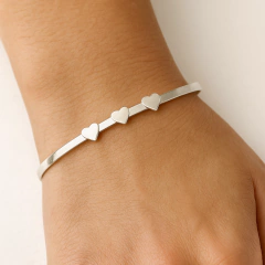 Esclava Personalizada en Plata 925 - Pinza con Corazones y Grabado Láser - tienda online