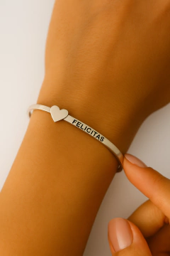 Esclava Personalizada en Plata 925 - Pinza con Corazones y Grabado Láser en internet