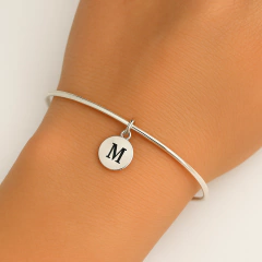 Esclava Aniversario Personalizada + Dije + Grabado en Laser- Plata 925