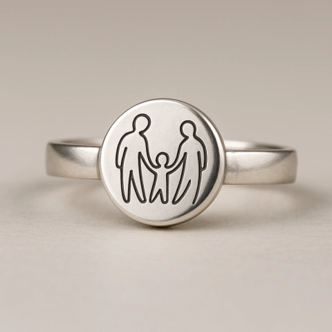 Anillo FAMILY en Plata 925 | Grabado Láser Circular