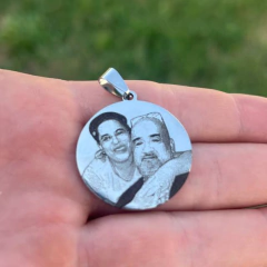 Fotomedalla en acero quirurjico - Tamaño grande - incluye cadena