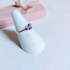 Anillo de Plata con Piedra Lila y Rosa - AG - comprar online
