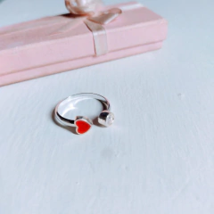 Anillo abierto de plata 925 con corazón rojo y circonia AG en internet