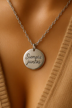 Dije redondo en plata 925 con grabado laser- 20mm - comprar online