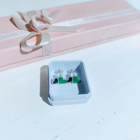 Abridores de Plata 925 Corazon Doble Elegantes y Brillantes A16