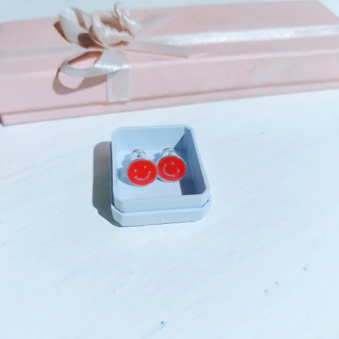 Abridores de Plata 925 Carita Feliz Roja Elegantes y Brillantes A08