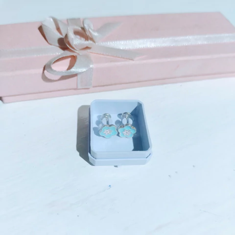 Abridores de Plata 925 Flor Turquesa Esmaltada