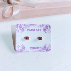 Aros Cubic Naranja Cristal de Plata 925