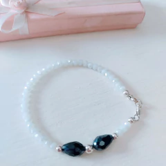 Pulsera Combinada de Bolitas de Plata 925 con Cristales PU46