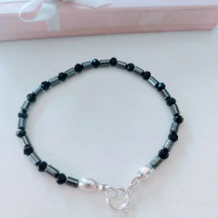Pulsera de Bolitas Combinadas de Plata 925 Con Cristales