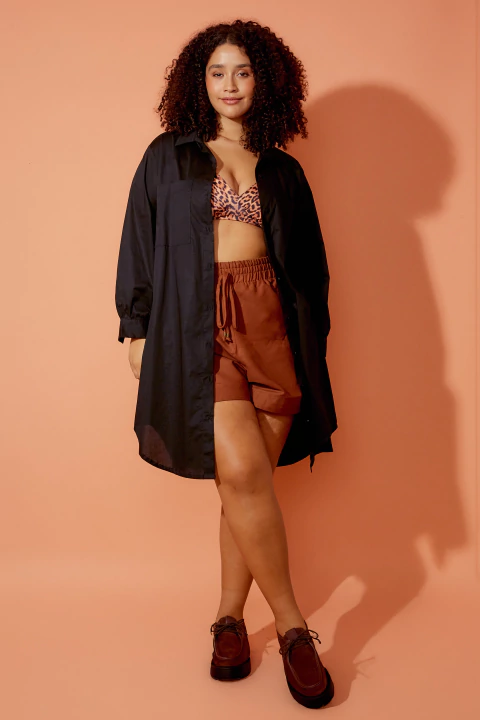 Chemise tricoline preta - comprar online