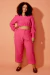 Calça Alfaitaria Cropped Rosa Hibisco - comprar online