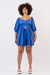 Tunica viscose manga bufante azul luar
