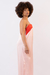 Vestido cetim longo com decote bicolor rosa - comprar online