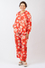 Calça viscose reta estampa hibisco
