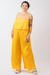 Calça cetim pantalona amarelo solar