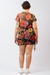 Blusa tule manga curta estampa flores pinceladas - Glam by