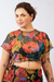 Blusa tule manga curta estampa flores pinceladas - comprar online