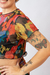 Blusa tule manga curta estampa flores pinceladas na internet