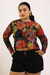 Blusa tule estampa flores pinceladas