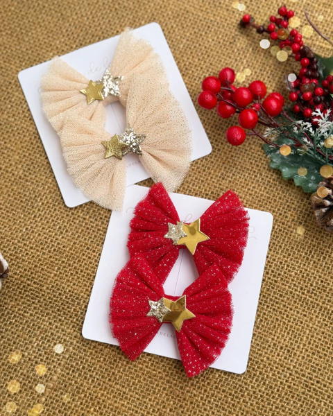 Laço em tule com estrelas (unidade)