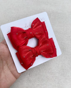 Parzinho laços Malu organza e strass