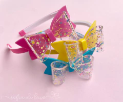 Tiara Laço em acrílico confete na internet