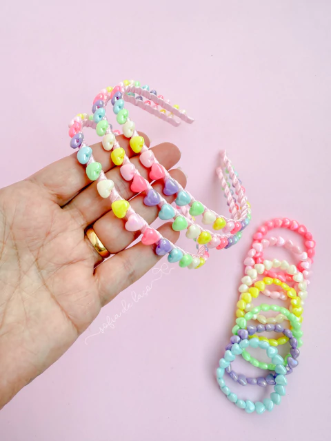 Tiara corações translúcido - comprar online