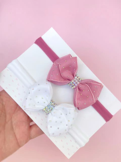 Laço Nina duplo c/ organza e cristais - loja online