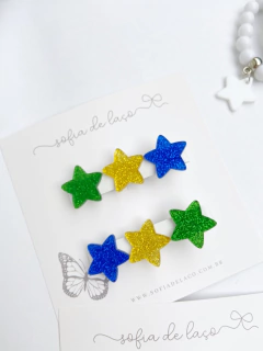Hair clips estrela ou coração- Copa - Sofia de Laço